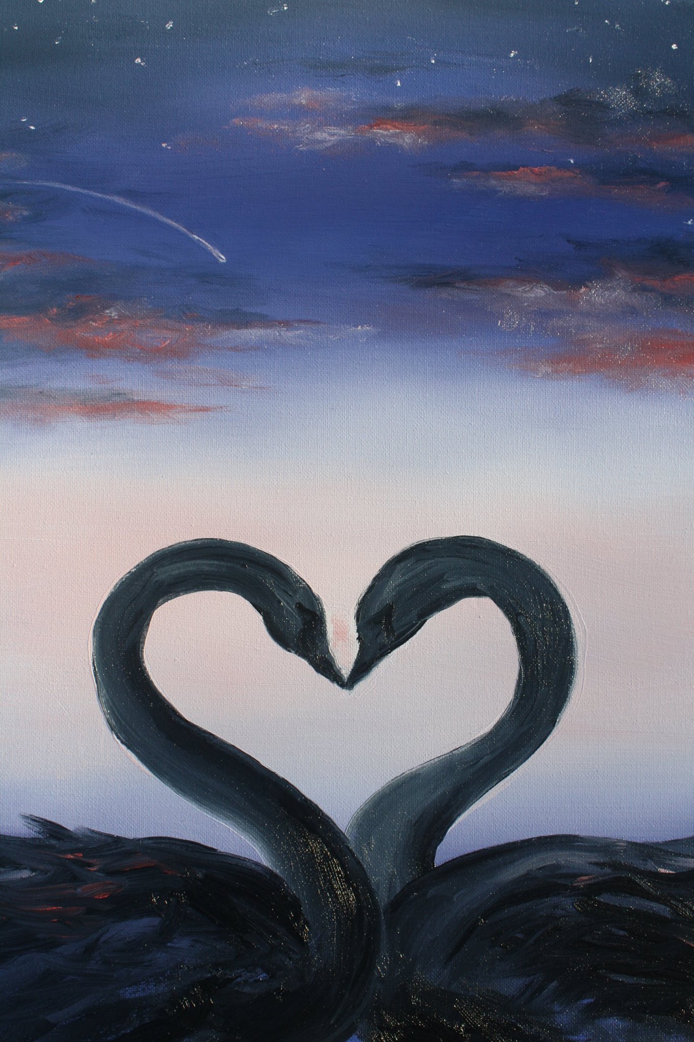 two swans heart