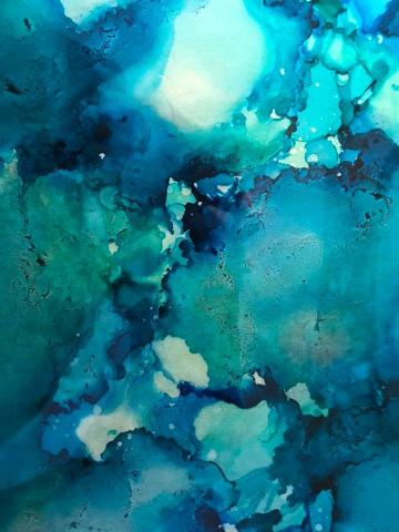 image of blue and green alcohol ink art by Holly Grantham