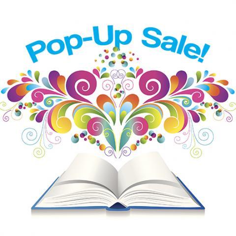 pop-up book sale graphic