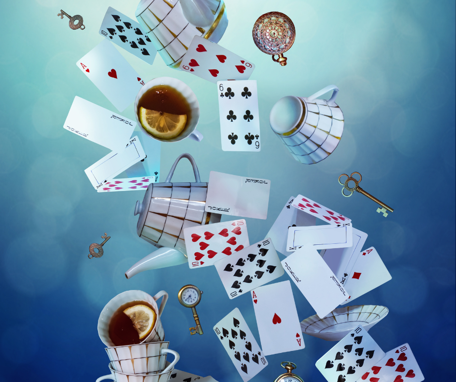 Tea Set and Cards Falling