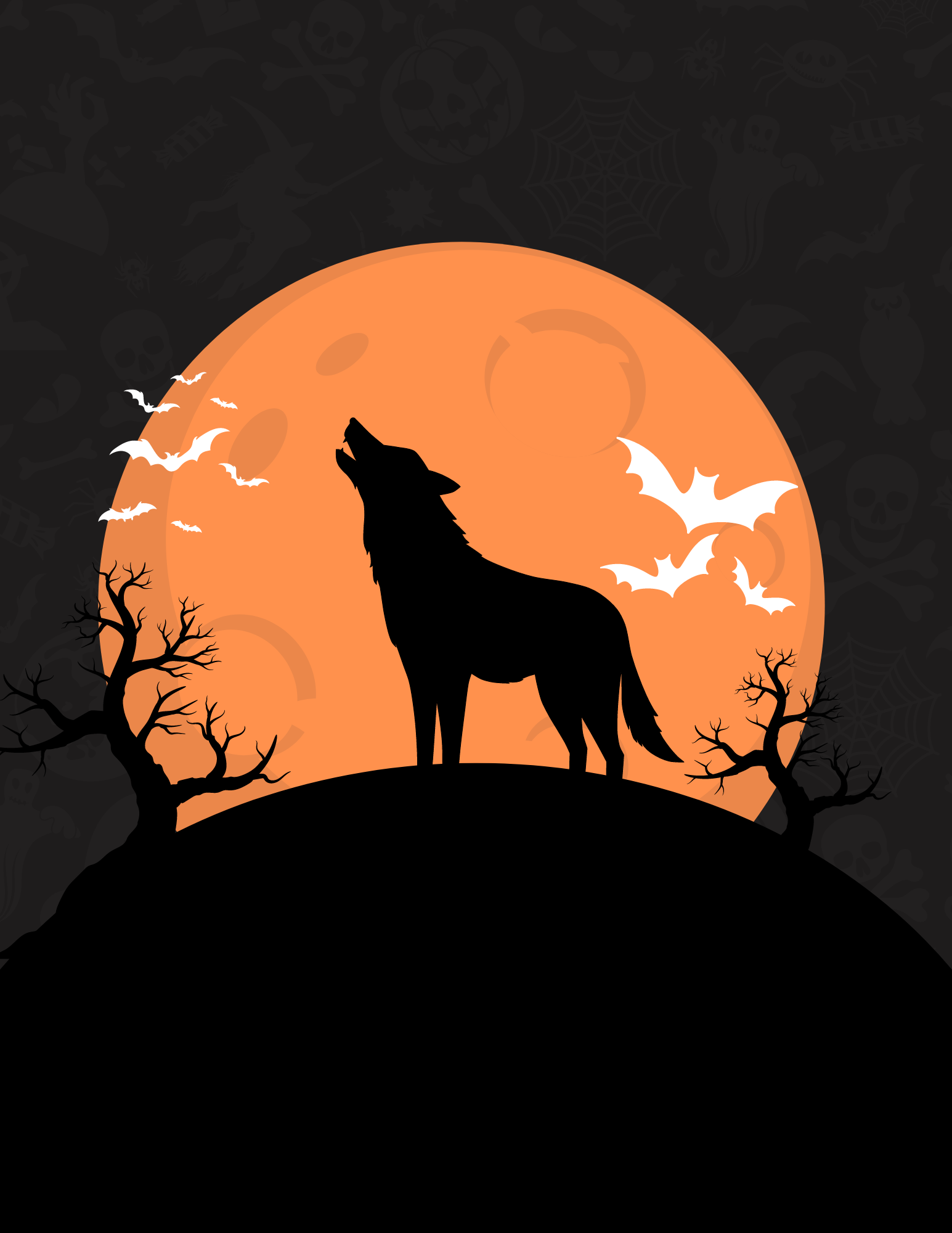 silhouette of wolf