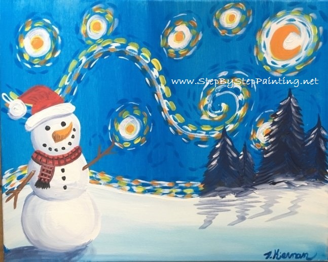 Snowman Starry Night