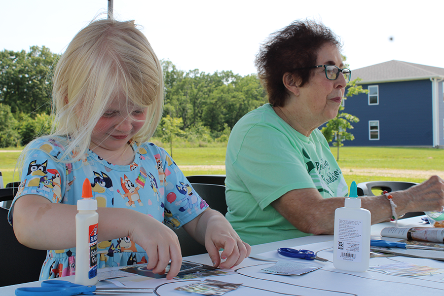 Woman and young girl participating in a craft event sponsored by the Friends of Osage County