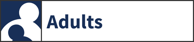 Adults badge with navy reader icon