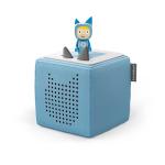 Blue and grey Tonie Box with a figure on top of the box