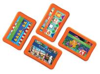 Four orange Launchpads with different activities on each screen for children