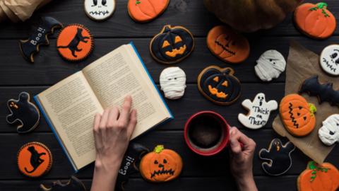 book and Halloween cookies