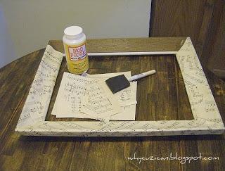 sheet music decoupage frame