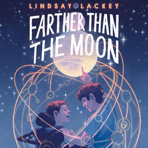 farther than the moon book cover two kids in outer space