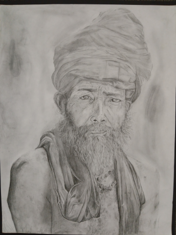 pencil sketch of man with turbin-artwork 2025