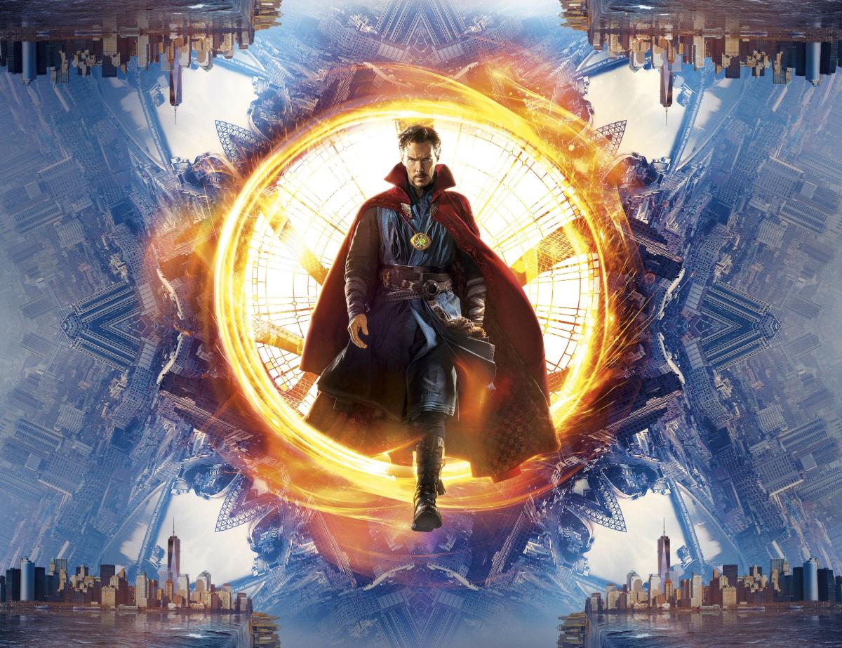 Dr. Strange walking through worm hole