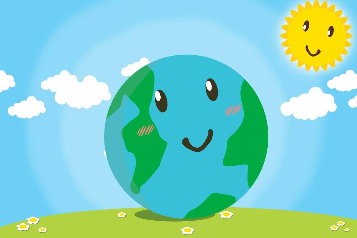 cartoon earth and sun