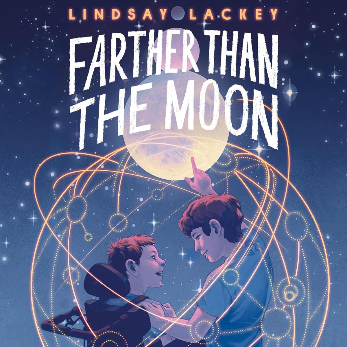 farther than the moon book cover two kids in outer space