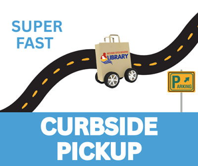 Curbside Pickup graphic with a delivery truck driving along a road with text reading "Super Fast Curbside Pickup".