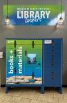Blue and green book lockers at the public library