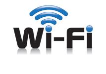 WiFi black text and blue wifi logo