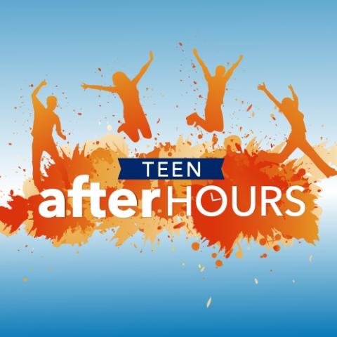 Teen After Hours graphic that shows four outlines of jumping teens
