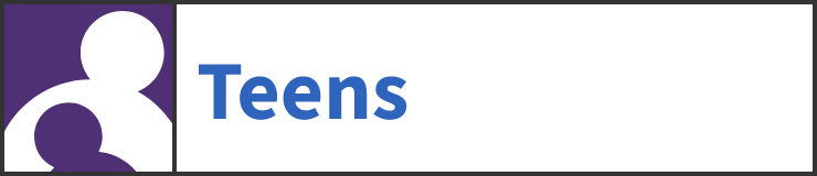 Teens badge with purple reader icon