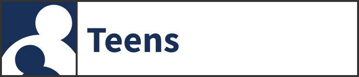 Teens badge with navy reader icon